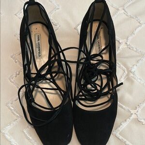 Karl Lagerfeld Black Lace-Up Flats